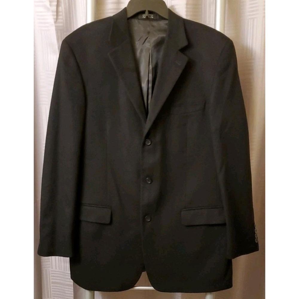 Andrew Fezza Blazer Men's‎ Black 100% Cashmere 3 Button Sz. 42L